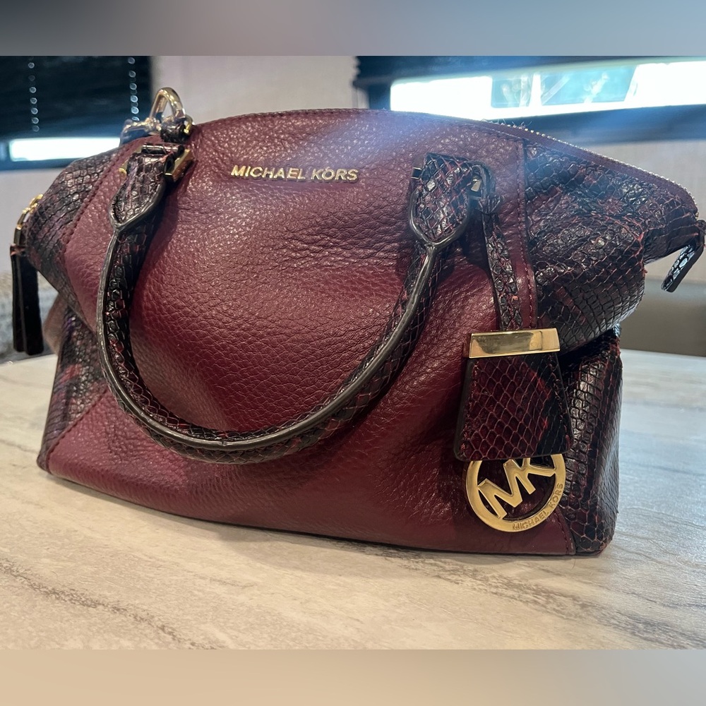 Michael Kors Leather Python Purse W Crossbody Str… - image 1